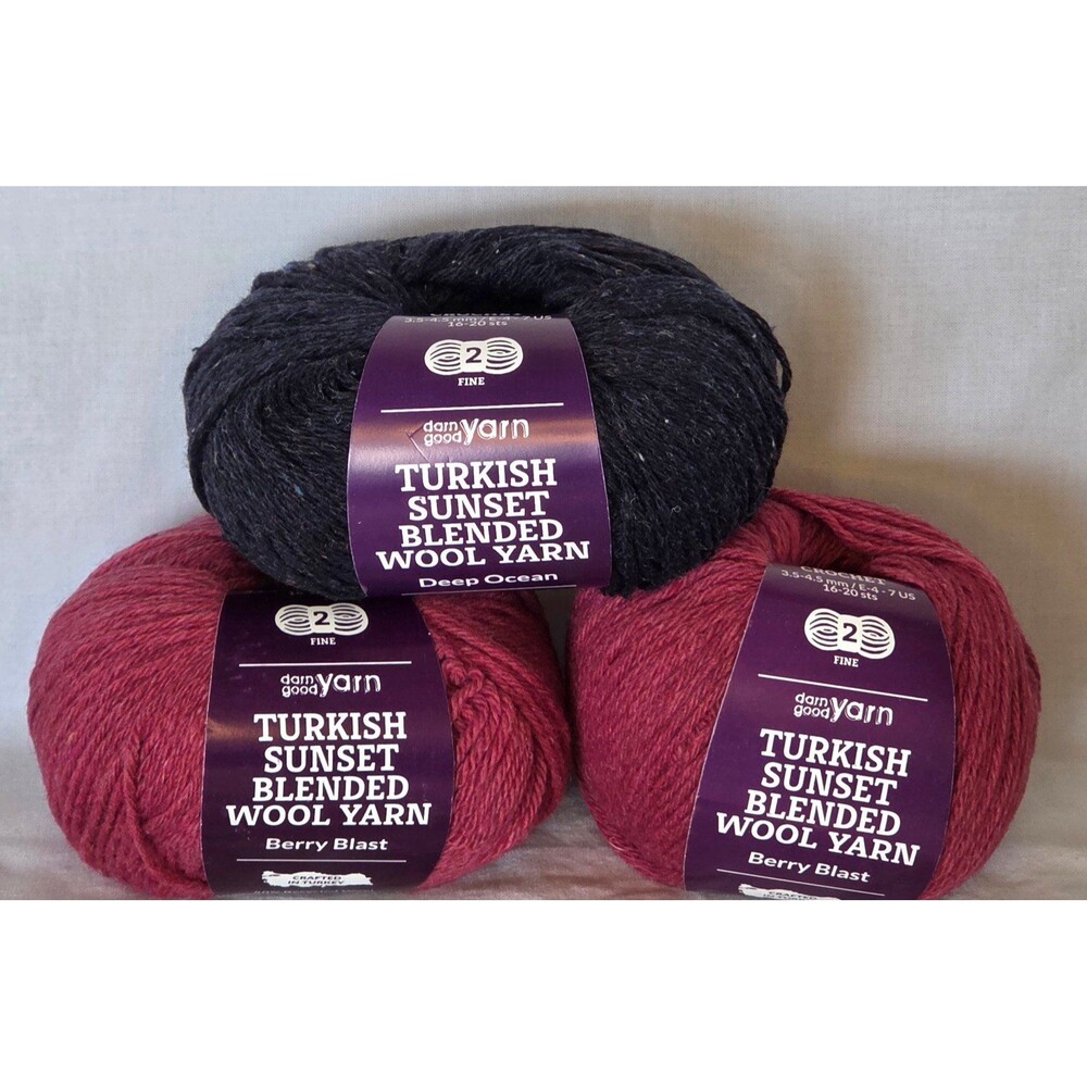 Darn Good Yarn Turkish Sunset Blended Wool Yarn Lot of 3 NWT